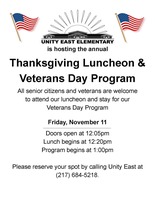Thanksgiving Luncheon & Veterans Day Program